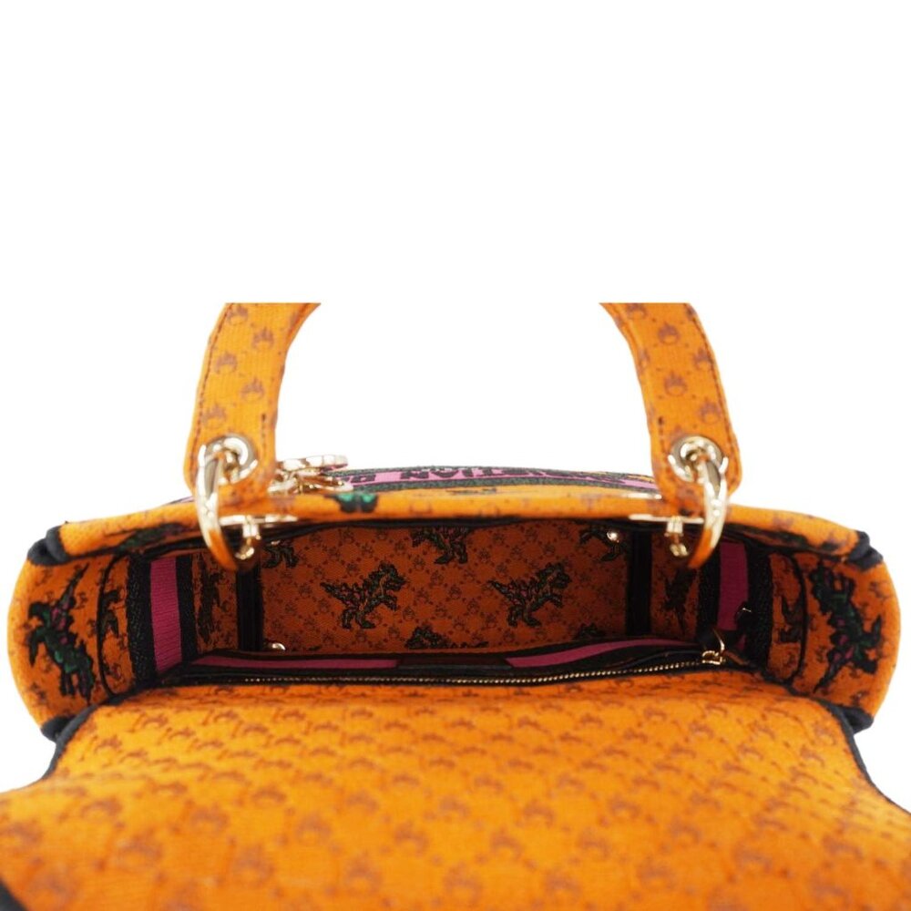 Christian Dior Lady Dior D-Lite Medium Dino Embroidered Shoulder Bag Orange - Picture 12 of 16